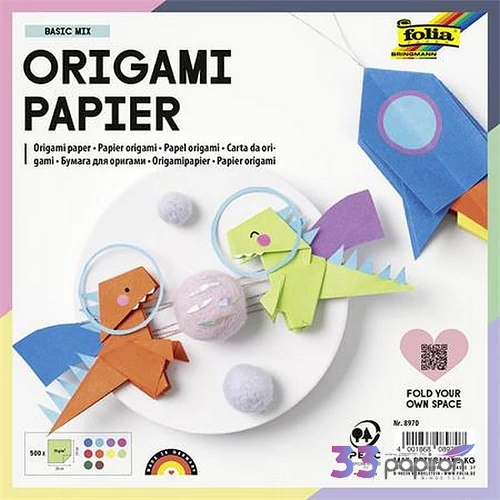 Origami papír 20x20 cm 70 g 500 lap FOLIA vegyes színek