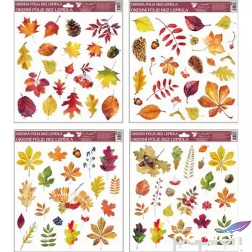 Ablakmatrica őszi dekor levél-dió-makk-bogyó-gesztenye mintás 30x30cm Őszi mintás ablak dekoráció!