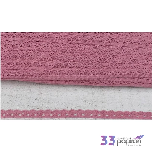 Szalag csipke old pink 1cmx20m Pamut Szalag csipke old pink