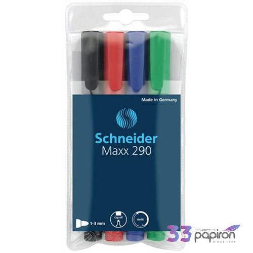 Táblamarker Schneider Maxx 290' 2-3mm kerek hegyű 4színű szett Írószerek SCHNEIDER 129094