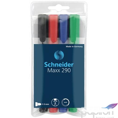 Táblamarker Schneider Maxx 290' 2-3mm kerek hegyű 4színű szett Írószerek SCHNEIDER 129094