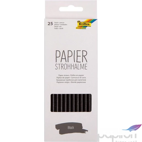 Papír szívószálak 20cm 25db/csomag fekete