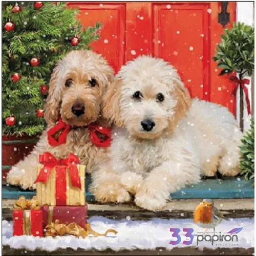 Szalvéta Ambiante karácsony Dogs at the door 20db papírszalvéta 25x25cm,15db-os