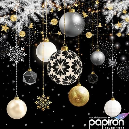 Szalvéta Ambiante Christmas baubles black 20db papírszalvéta 33x33cm,20db-os