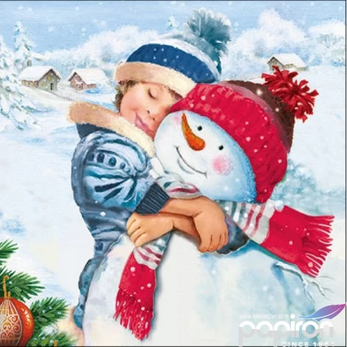 Szalvéta Ambiante Sweet Snowman papírszalvéta 33x33cm,20db-os