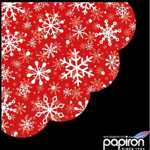 Szalvéta dia 32cm Christrmas Snowflakes light red papírszalvéta 33x33cm,20db-os