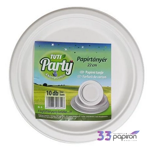 Papírtányélr kerek 22cm 10db TUTI Party