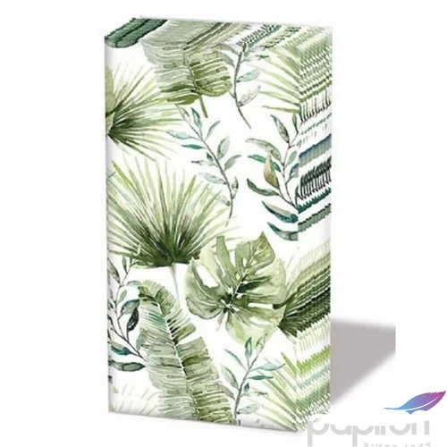 Papírzsebkendő 10db-os Jungle leaves white