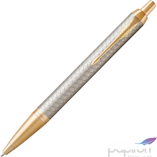 Parker IM golyóstoll Premium Premium - Warm szürke cizellált tolltest arany klipszes-nyomógombos toll