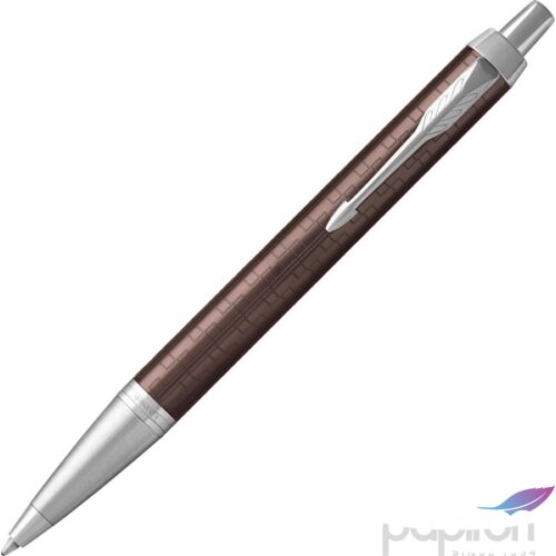 Parker IM golyóstoll Premium Premium barna cizellált tolltest ezüst klipszes-nyomógombos toll