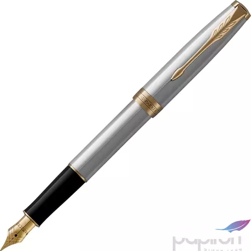 Parker Sonnet töltőtoll Rozsdamentes acél tolltest arany klipszes-kupakos toll