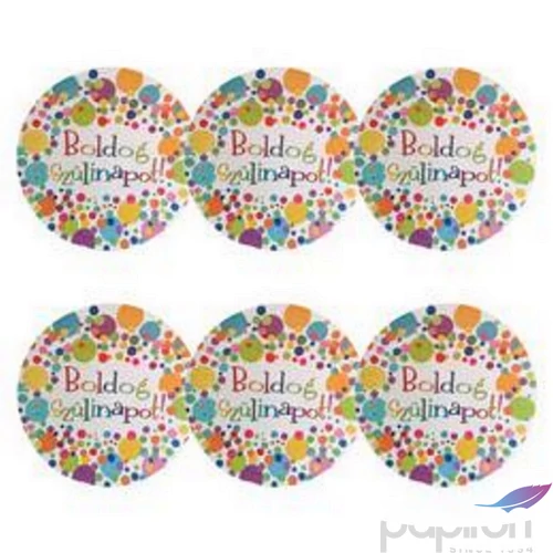Party tányér 23cm Színes konfettis, 6db/csomag