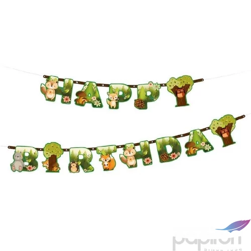 Party banner Boldog Születésnapot zászló Erdő állatai 210x16cm