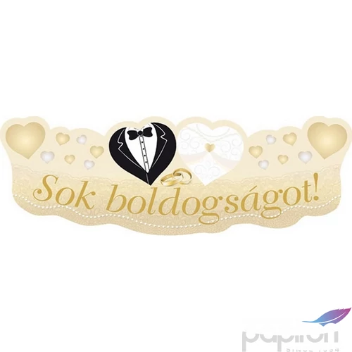 Party Banner Esküvői Sok Boldogságot! dekorációs felirat 90x30cm (1db/csomag) Esküvőre
