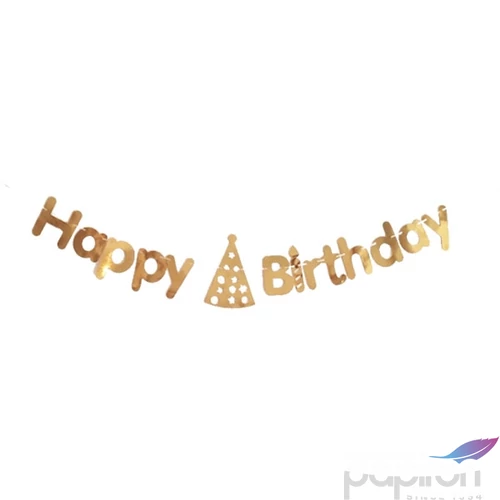 Party Banner Happy Birthday Arany, fólia felirat 2,5 m