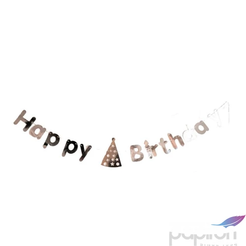 Party Banner Happy Birthday Ezüst, fólia felirat 2,5 m
