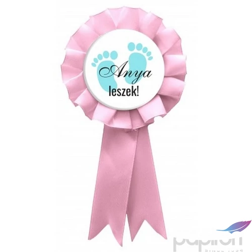 Party Party kitűző szalagos Anya leszek babaváró szalagos Kisfiú pasztell pink szalaggal