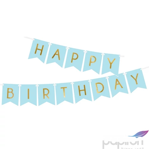 Party banner szülinapi Happy Birthday, világoskék 175cm