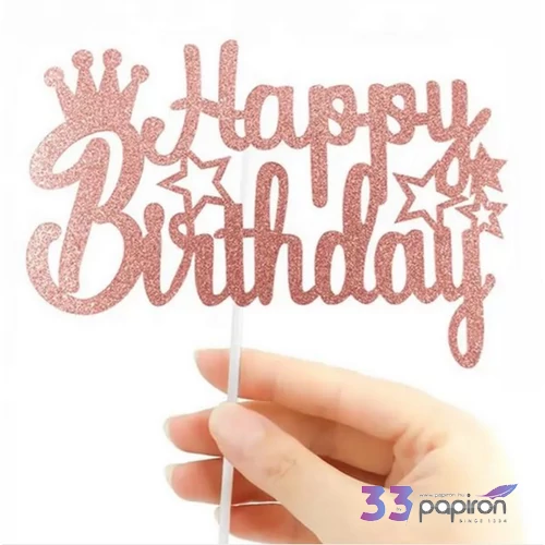 Party dekor Happy Birthday, Rosegold, Papír 15*8 cm