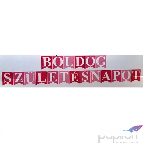 Party banner 4,8m Zászlófűzér Boldog Születésnapot rózsaszín 19 db papír zászló betűvel