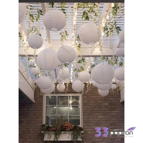 Party dekor lampion gömb fehér 30cm