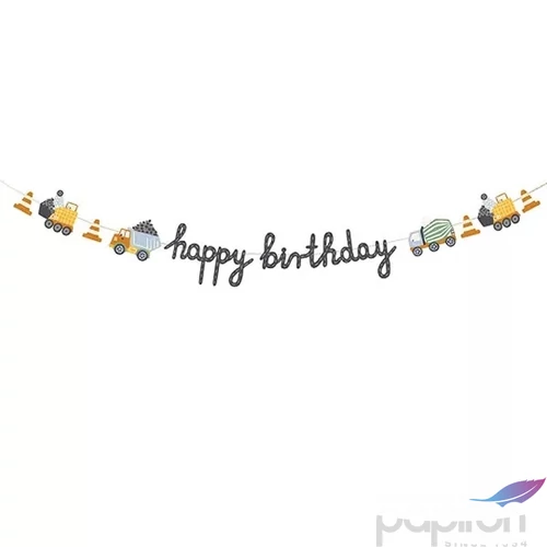 Party banner építő járművek happy birthday 2m