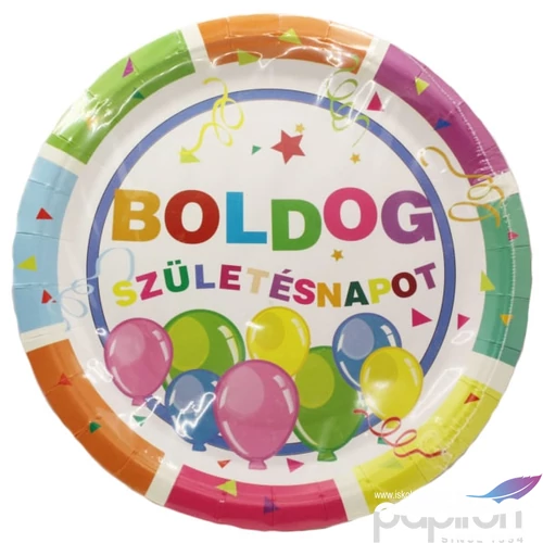 Party tányér szülinapi BSZN, lufis 23cm 8db/csomag