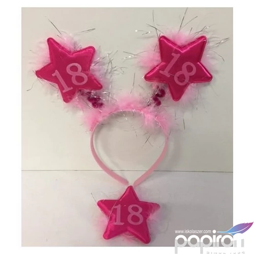 Party fejdísz évszámos pink kitűző+fejdísz, 18-as szám [5997446746577]
