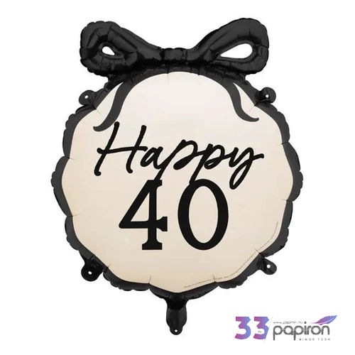 Party fólia lufi 40. évszámos masnis 45cm Happy  felirattal