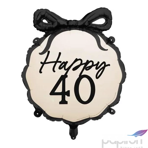 Party fólia lufi 40. évszámos masnis 45cm Happy  felirattal