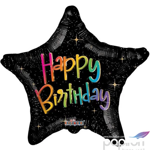 Party fólia lufi ECO csillag alakú multicolor Happy Birthday