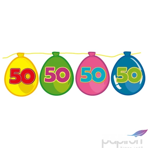 Party banner füzér Évszámos, lufis 50
