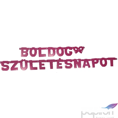Party banner magenta pöttyös Boldog Születésnapot