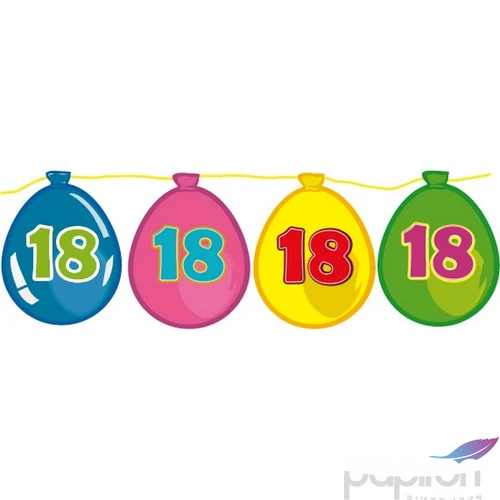 Party banner szülinapra 18. évszámos lufis fűzér, 6m