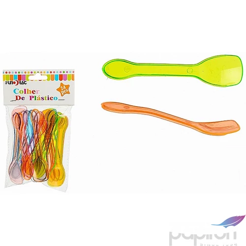 Party koktélkanál Colher de Plastico kiszélesedő véggel 24db-os vegyes színű party kellék