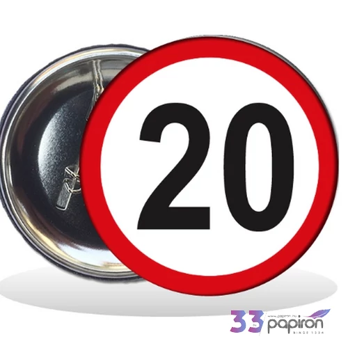 Party kitűző évszámos behajtani tilos 20. születésnapra 58mm