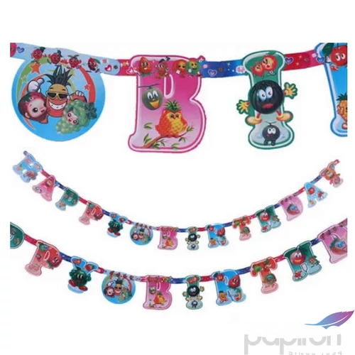 Party banner Happy Birthday, gyümölcsös