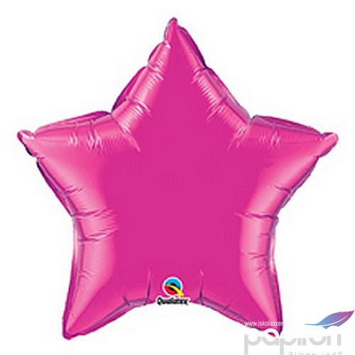 Party Lufi 20" Szülinapi Sötét rózsaszín Magenta csillag Fólia Léggömb+hélium