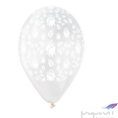 Party Lufi 30cm-es, rózsás átlátszó printelt 10db/csomag