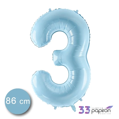 Partylufi fólia 86cm 3.születésnapra, világoskék