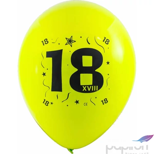 Party Lufi évszámos 18-as, 10db/csomag, vegyes színekben
