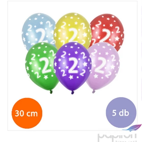 Party Lufi évszámos 5db/csomag, vegyes színekben metál 2-es