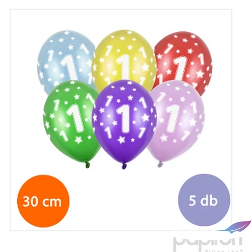 Party Lufi évszámos 5db/csomag, vegyes színekben metál 1-es