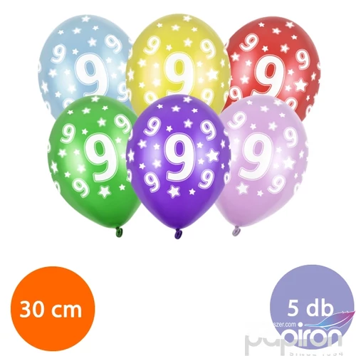 Party Lufi évszámos 5db/csomag, vegyes színekben metál 9-es