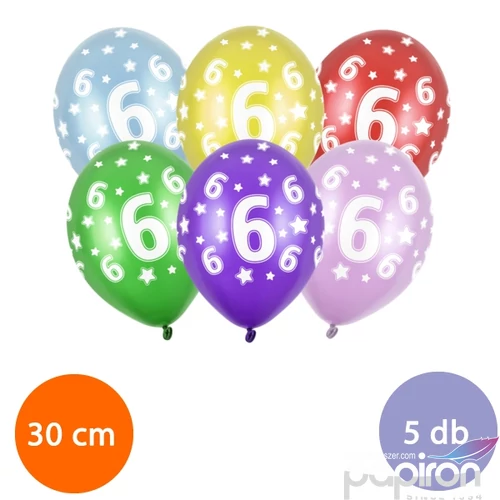 Party Lufi évszámos 5db/csomag, vegyes színekben metál 6-os