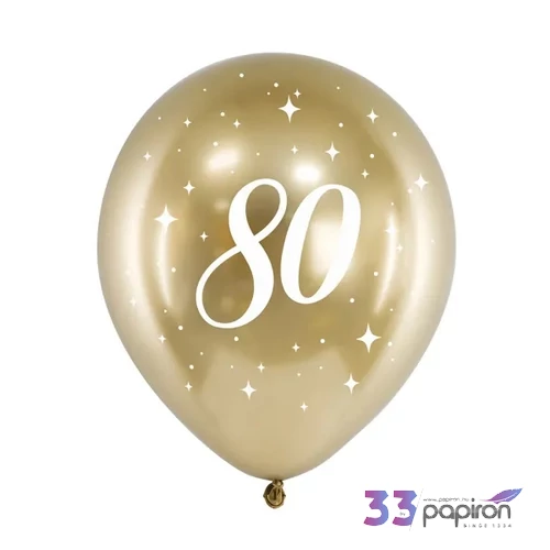 Partylufi évszámos 80-as, 6db/csomag, arany színben