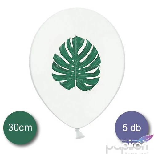 Party Lufi fehér 30cm 5db/csomag, Aloha levéllel 