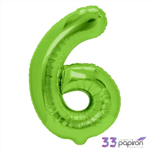 Partylufi fólia 100cm 6.szám születésnapra zöld