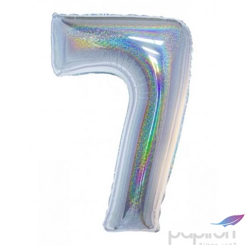 Party Lufi fólia 102cm 40" hologrammos, ezüst 7-es szám