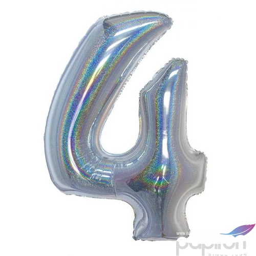 Party Lufi fólia 102cm 40" hologrammos, ezüst 4-es szám